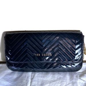 Ted Baker Patent Quilted Clutch in Black